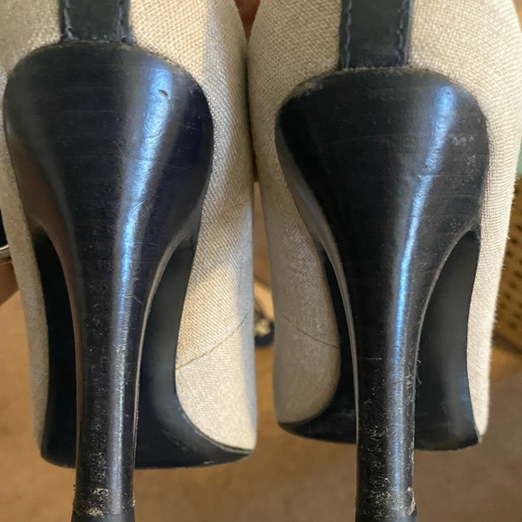 Well-loved Tory Burch heels - navy/grey with a minimum scuff on heels. - Picture 6 of 6